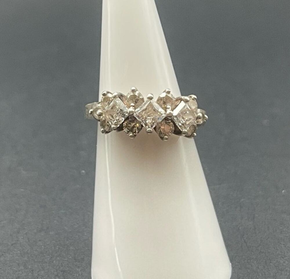 Sterling Silver Multi CZ Cluster Ring Size 4.5 Band 925 Cubic Zirconia Cocktail